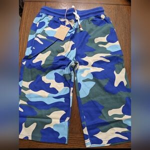 Mini Boden Blue and Green Camouflage Kids Shorts Size 12 Nwt